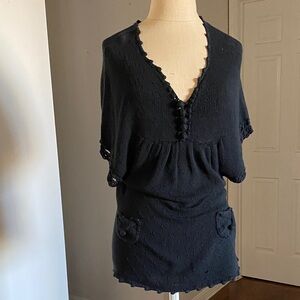 Elegant Vintage Y2K Handmade Black Women's Top